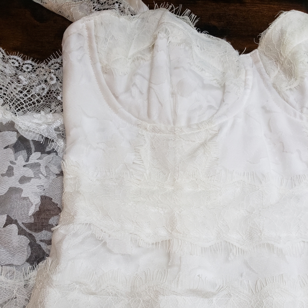 US XS Nordstrom lace overlay balconette midi hoco, wedding bustier - Picture 14 of 14